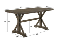 7pc Counter Height Dining Set Beautifully Crafted Dining Table Robust Trestle Base Upholstered Chair Rich Wood Finish Natural Charm Dining Room Furniture Rustic Brown