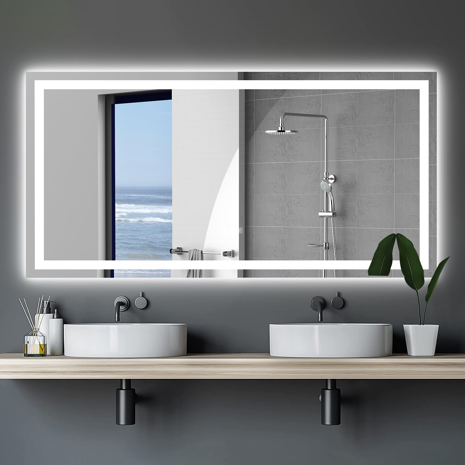 LED Mirror Light 72"×36" Bathroom,anti-Fog & Dimming Led Bathroom Vanity Mirror
