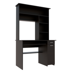Compu 180 Hutch Desk, Multiple Shelves, Keyboard Tray, CPU anel, One Drawer -Black