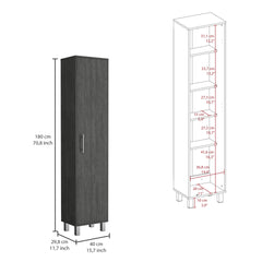 Laska Storage Cabinet, Broom Hangers, 1 Door