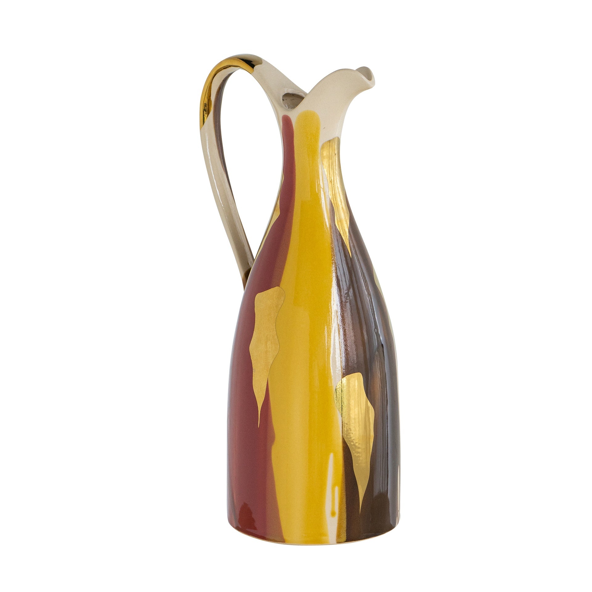 7.1x6.1x16.3" Ceramic Pitcher Vase with Abstract Multicolored Finish