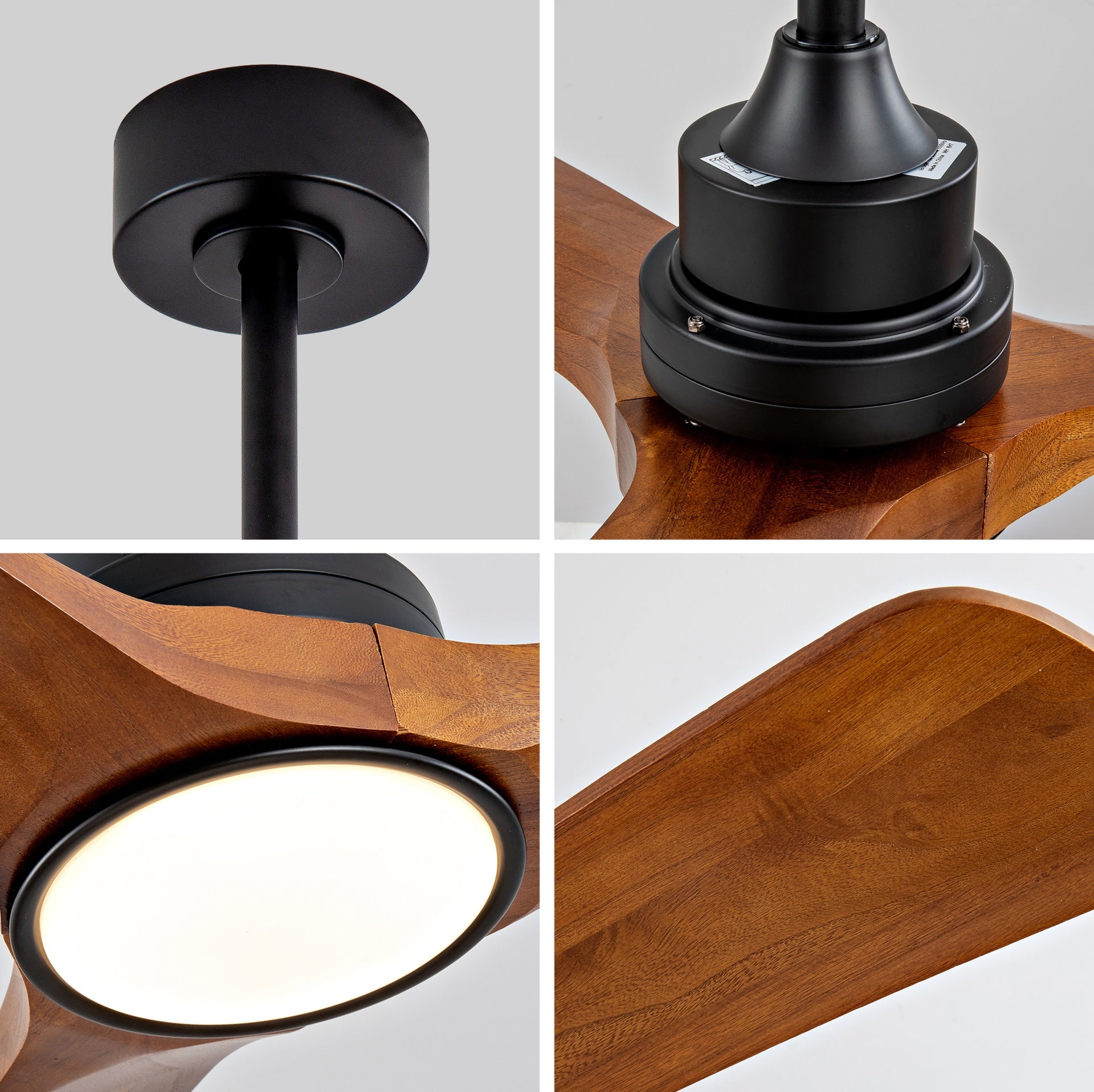 New Model 52 Inch Wood Ceiling Fan With 3 Solid Wood Blades Remote Control Reversible DC Motor For Living Room
