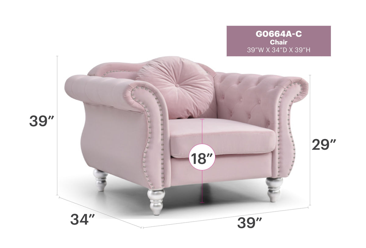 Chic Transitional Pink Accent Chair