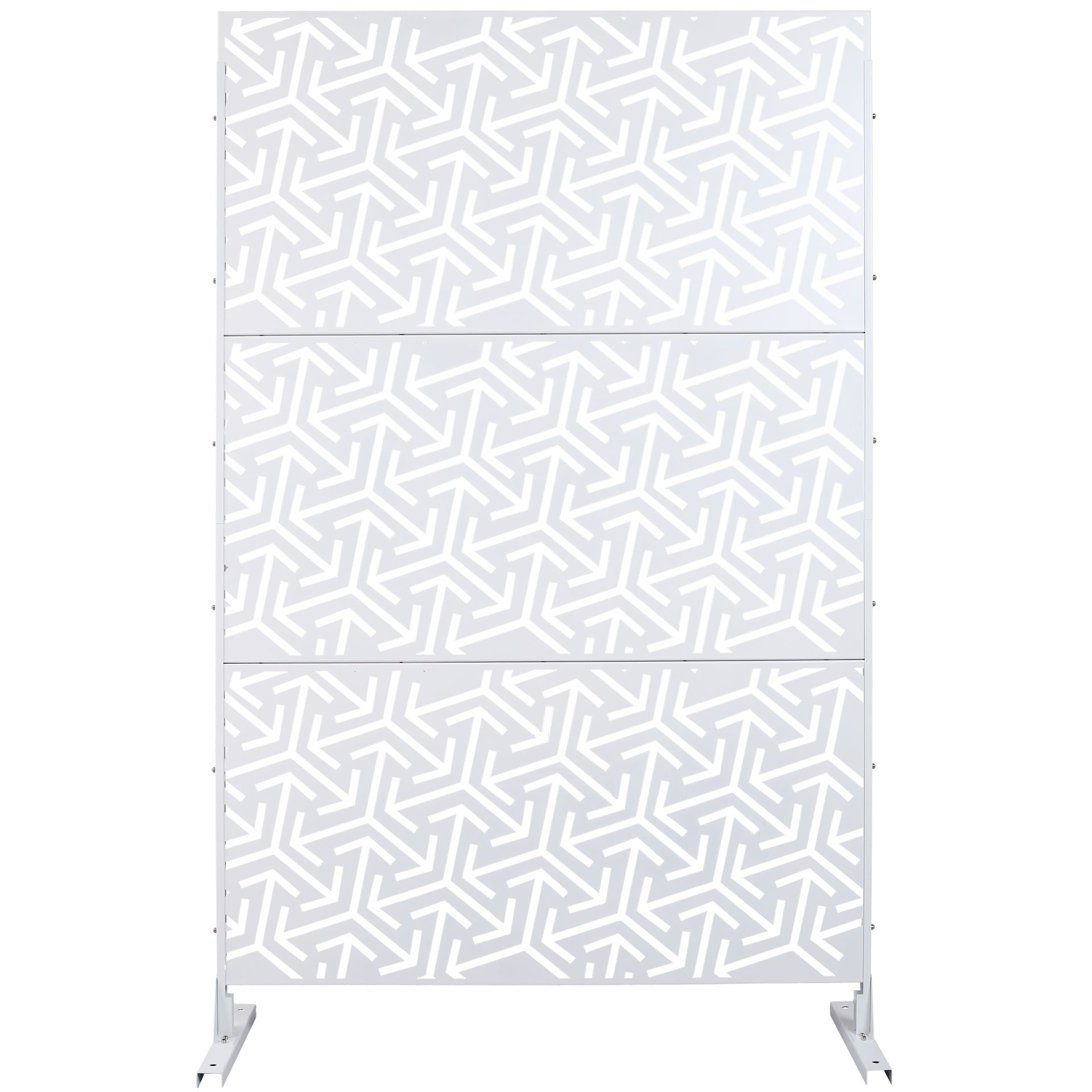 Outdoor & Indoor Privacy Screen Metal Privacy Screen 76" H×48" W, Freestanding Decorative Privacy Screen for Deck Balcony Patio, Privacy Fence Panels for Outside Lawn Garden PS120 WHITE