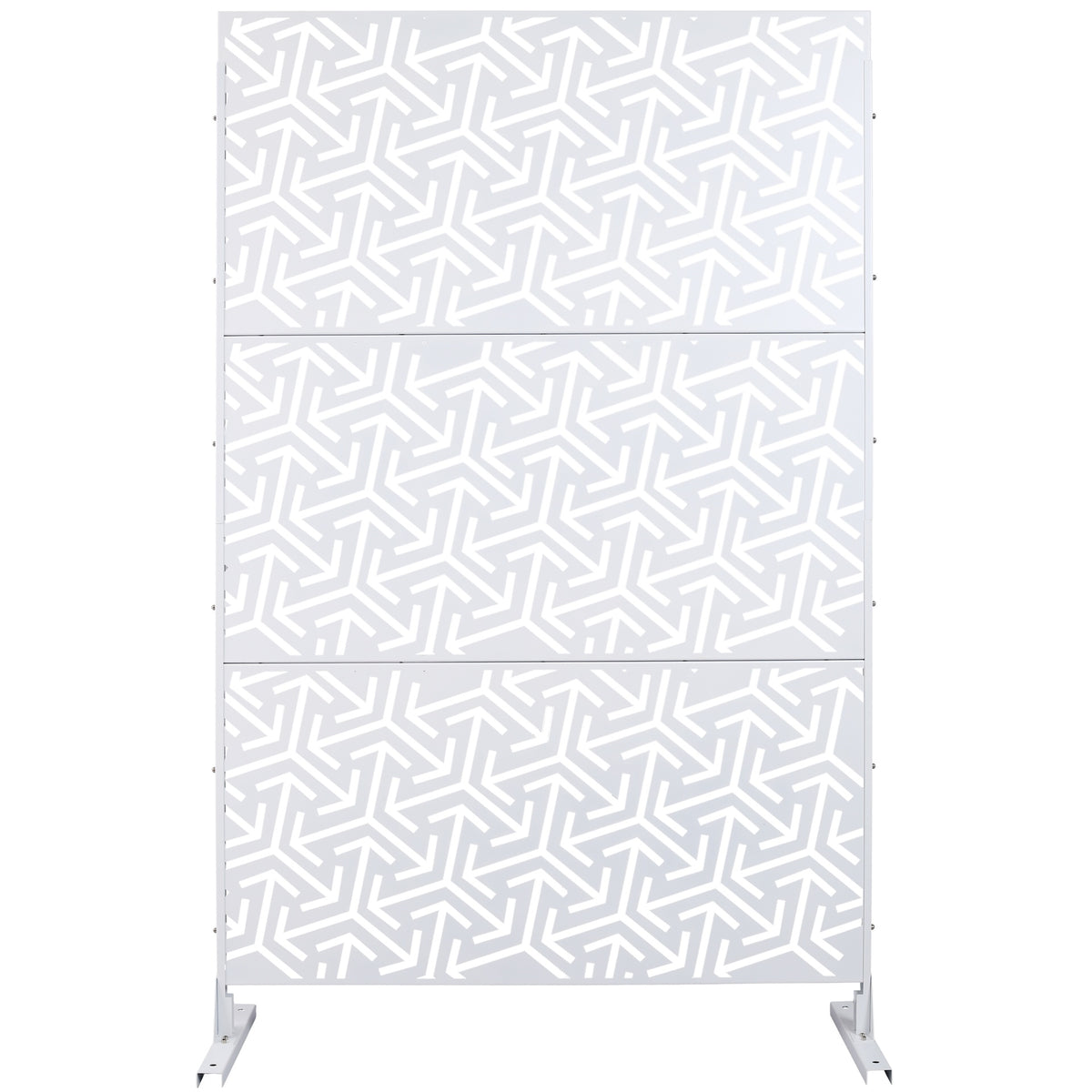 Outdoor & Indoor Privacy Screen Metal Privacy Screen 76" H×48" W, Freestanding Decorative Privacy Screen for Deck Balcony Patio, Privacy Fence Panels for Outside Lawn Garden PS120 WHITE