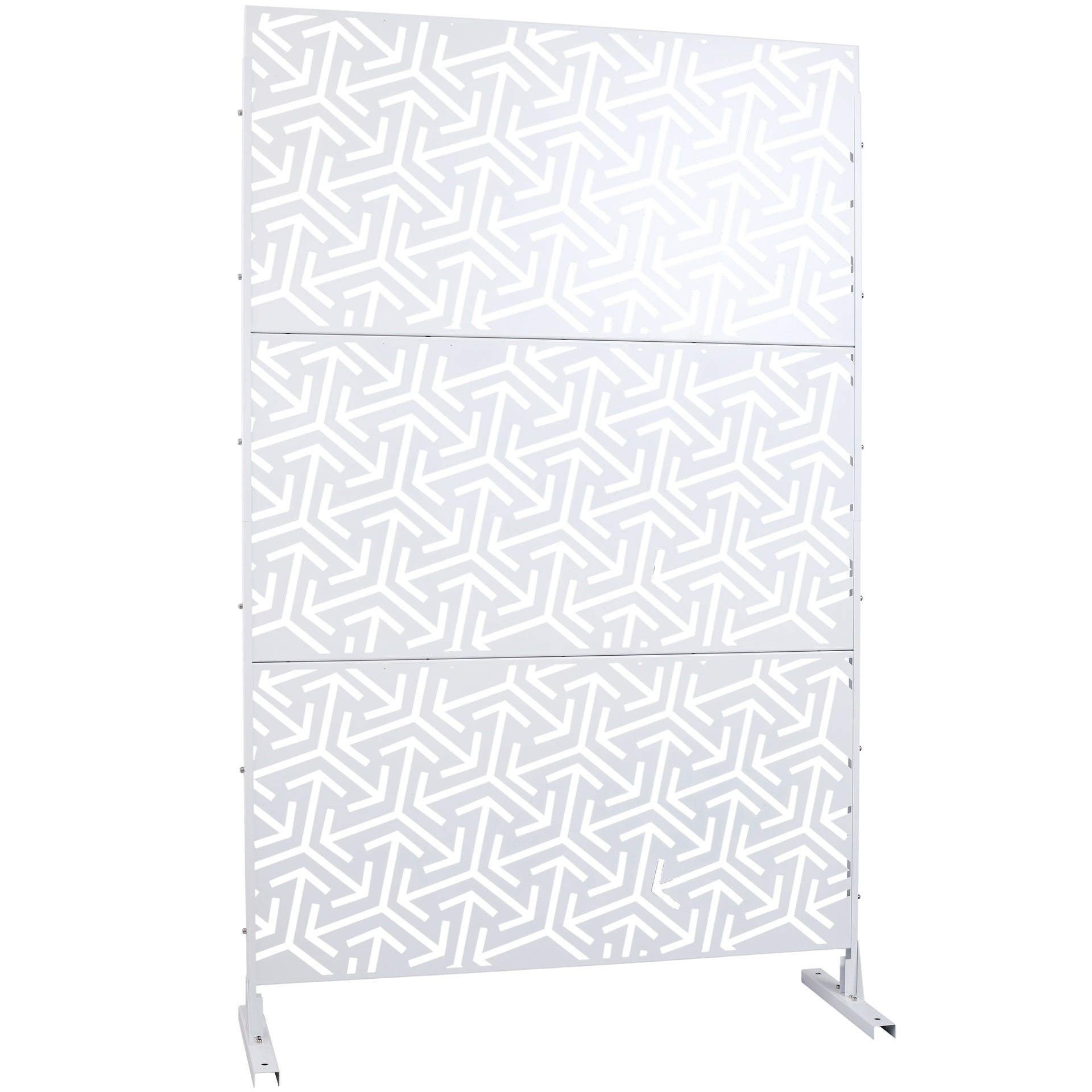 Outdoor & Indoor Privacy Screen Metal Privacy Screen 76" H×48" W, Freestanding Decorative Privacy Screen for Deck Balcony Patio, Privacy Fence Panels for Outside Lawn Garden PS120 WHITE