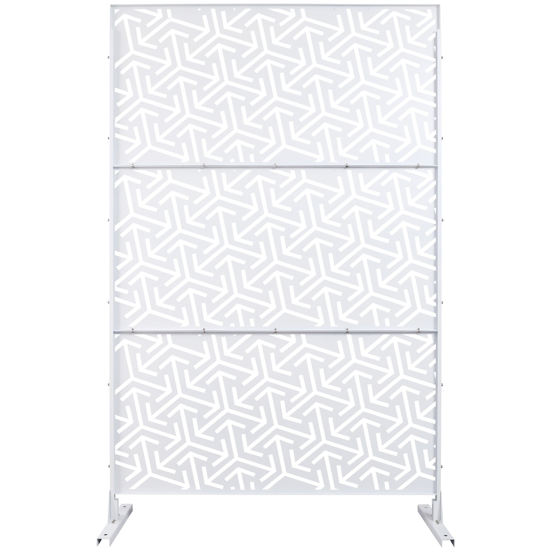 Outdoor & Indoor Privacy Screen Metal Privacy Screen 76" H×48" W, Freestanding Decorative Privacy Screen for Deck Balcony Patio, Privacy Fence Panels for Outside Lawn Garden PS120 WHITE