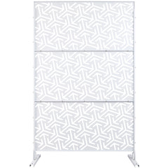 Outdoor & Indoor Privacy Screen Metal Privacy Screen 76" H×48" W, Freestanding Decorative Privacy Screen for Deck Balcony Patio, Privacy Fence Panels for Outside Lawn Garden PS120 WHITE