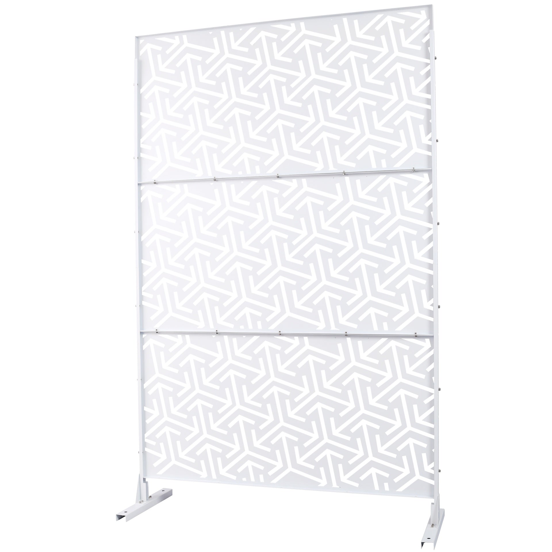 Outdoor & Indoor Privacy Screen Metal Privacy Screen 76" H×48" W, Freestanding Decorative Privacy Screen for Deck Balcony Patio, Privacy Fence Panels for Outside Lawn Garden PS120 WHITE