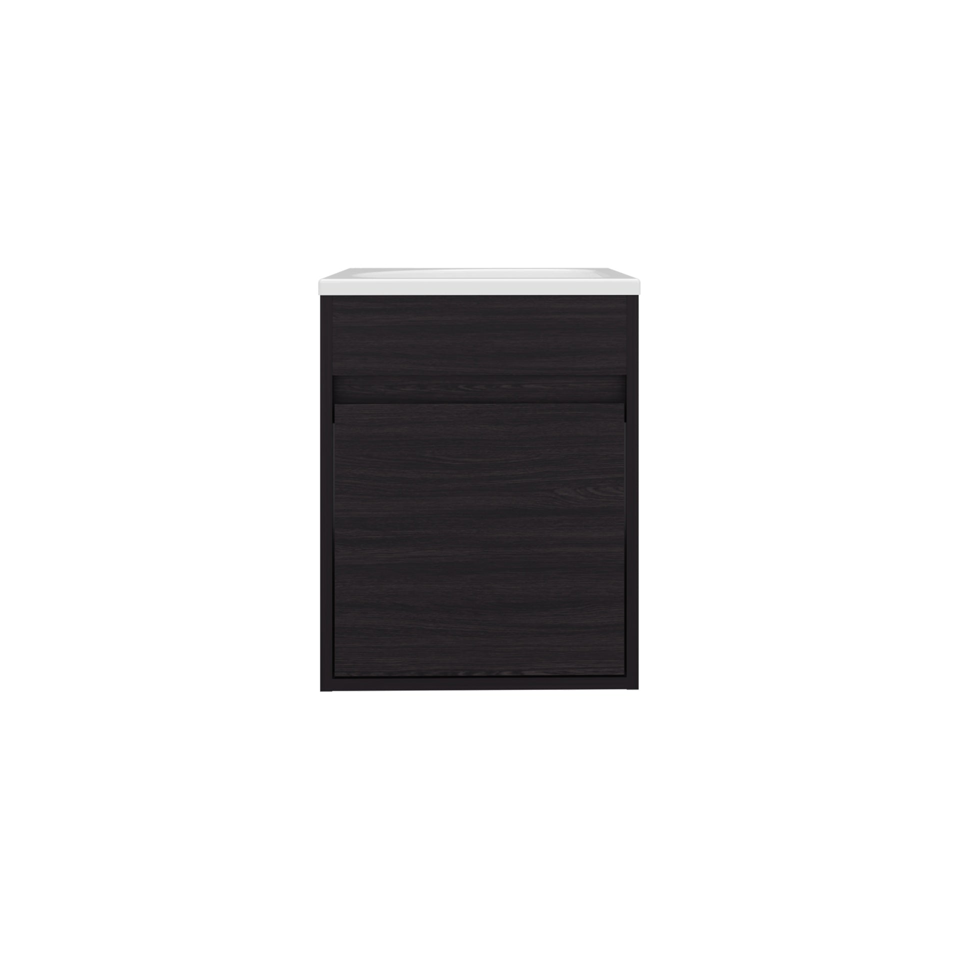 Furman Bathroom Vanity With Single Door And Open Shelf, Compact Floating Sink Base Cabinet, Black