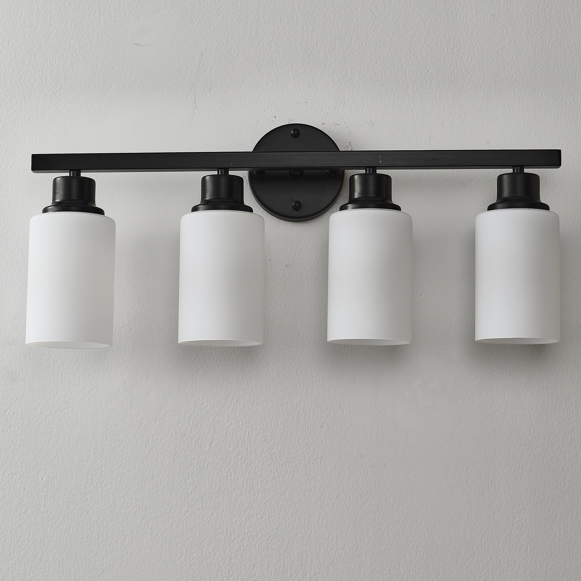 4-Light Matte Black Wall Lamps With White Glass Shades (No Bulbs) Sconce Lighting For Bedroom Living Room