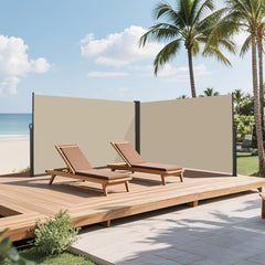 276" x 71''Retractable Side Awning, Waterproof & UV-Resistant,  Privacy Screen Divider Roll Up Balcony(Beige)