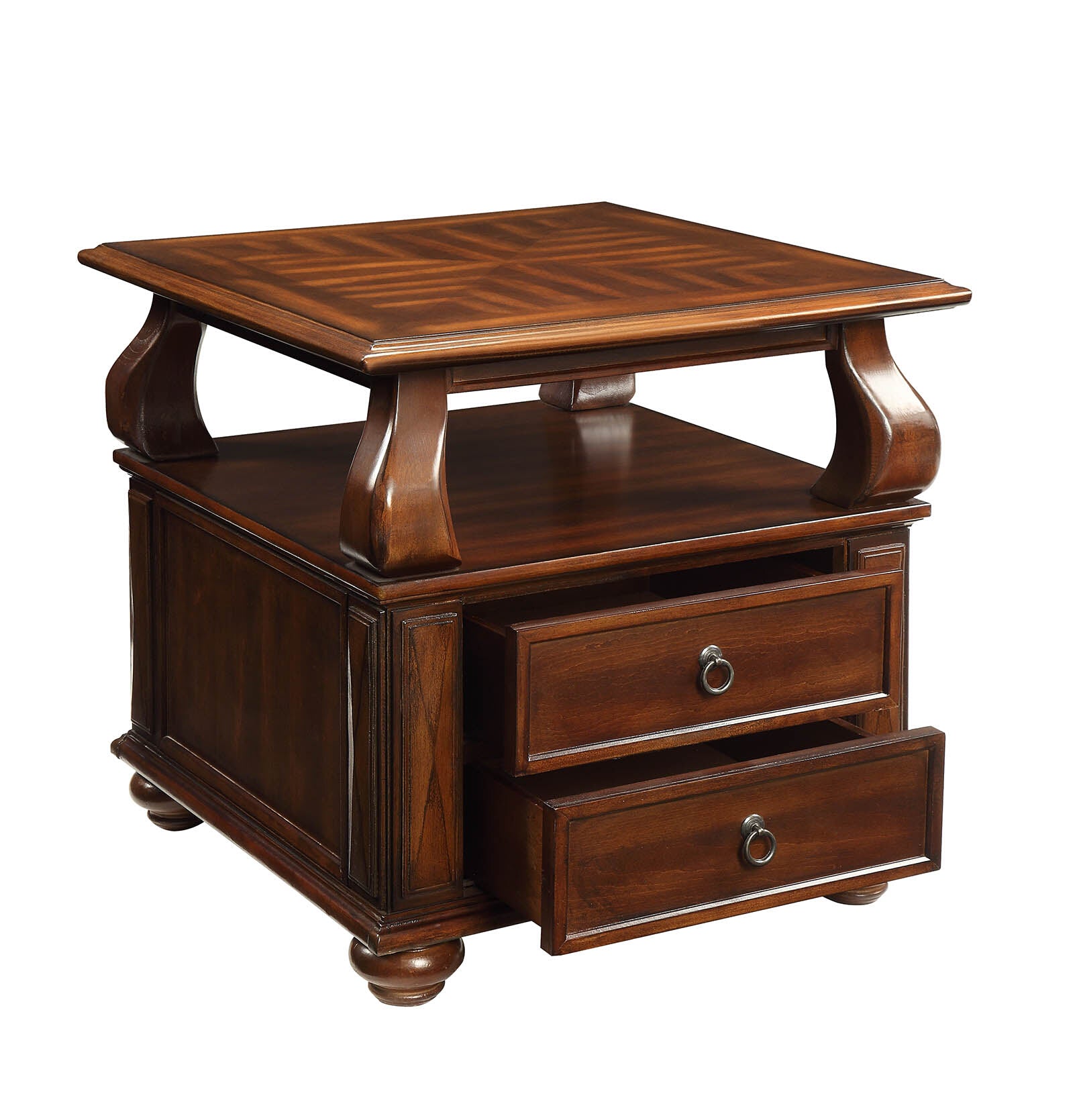 Walnut 2-Drawer End Table