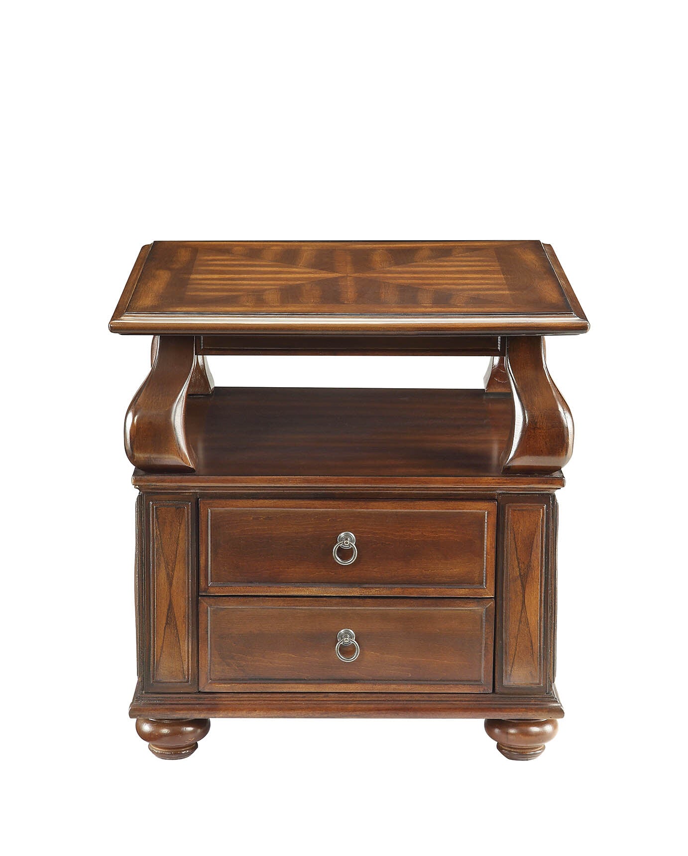 Walnut 2-Drawer End Table