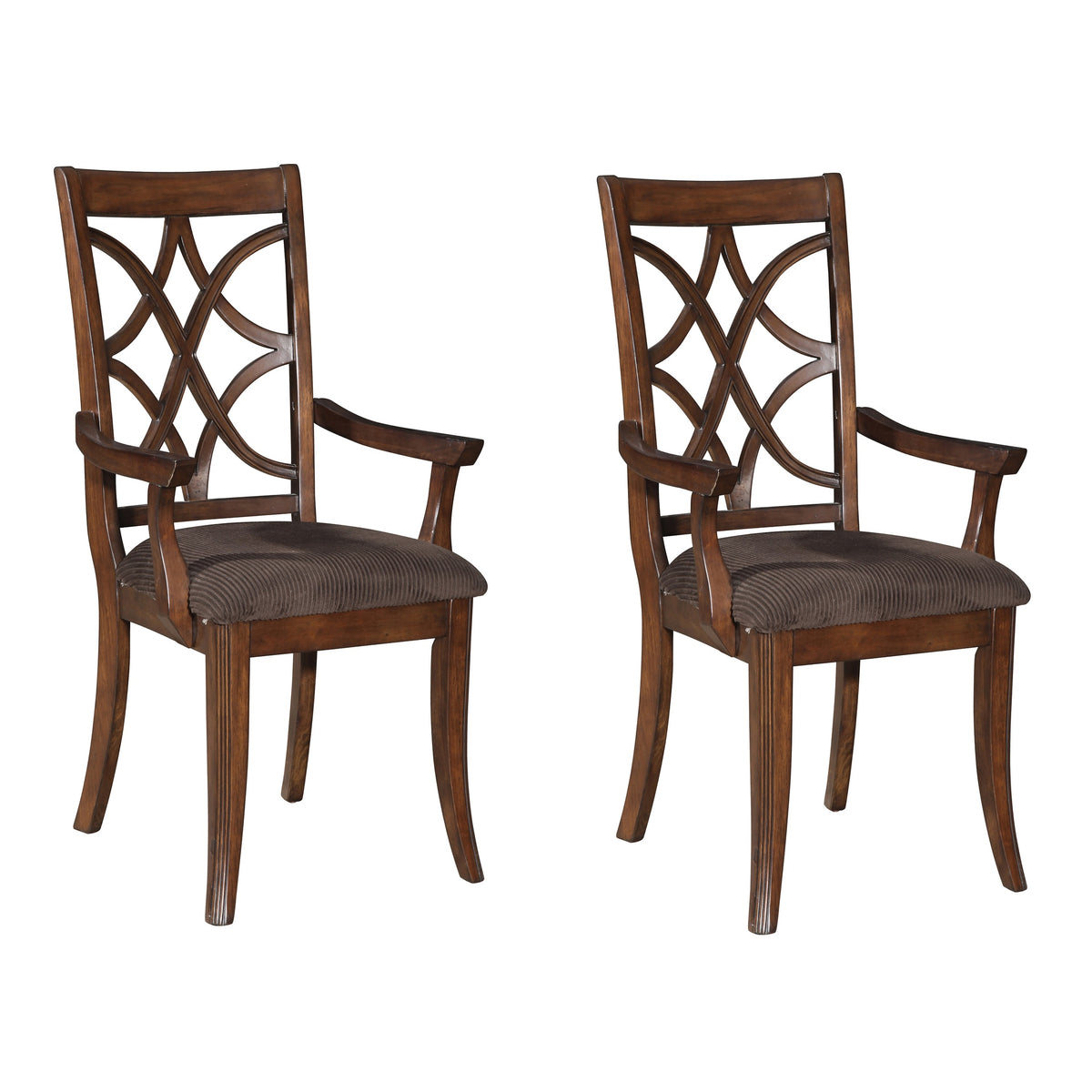 Brown and Dark Walnut Cross Back Arm Chairs (Set of 2)