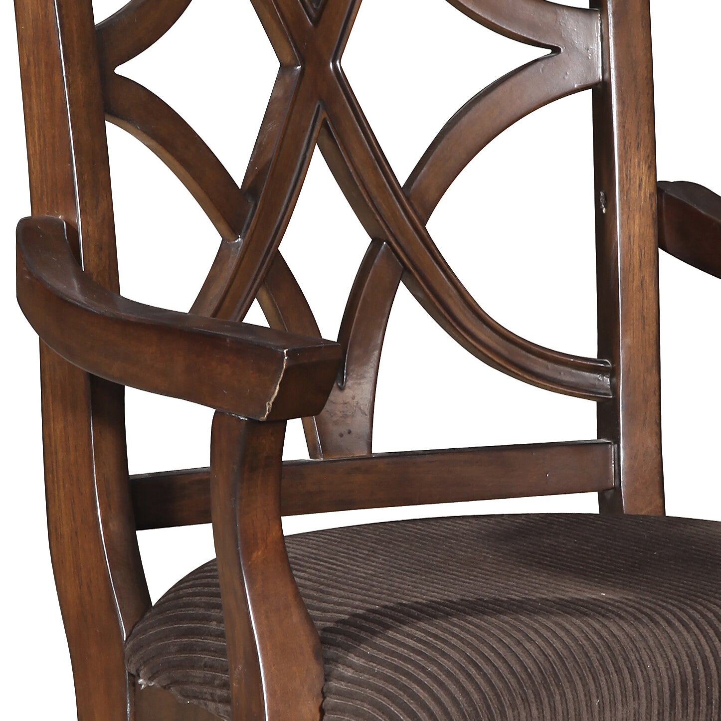 Brown and Dark Walnut Cross Back Arm Chairs (Set of 2)