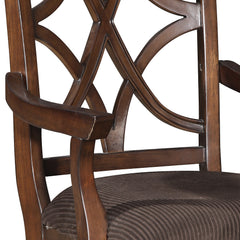 Brown and Dark Walnut Cross Back Arm Chairs (Set of 2)