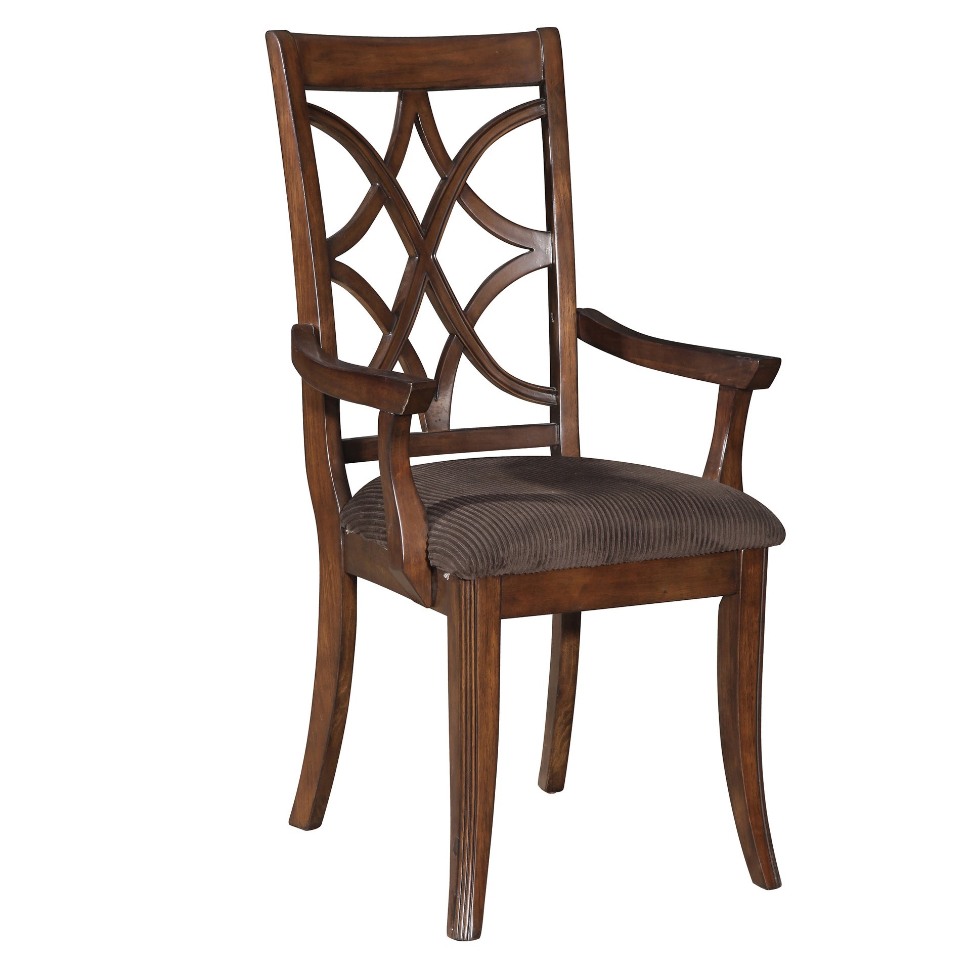 Brown and Dark Walnut Cross Back Arm Chairs (Set of 2)