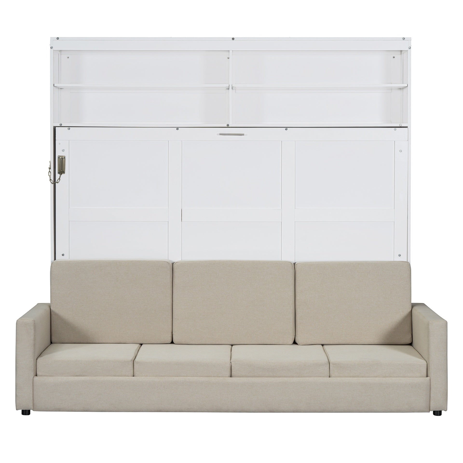 Queen Size Murphy Bed Wall Bed with Sofa,White