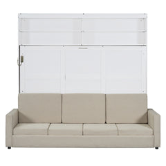 Queen Size Murphy Bed Wall Bed with Sofa,White