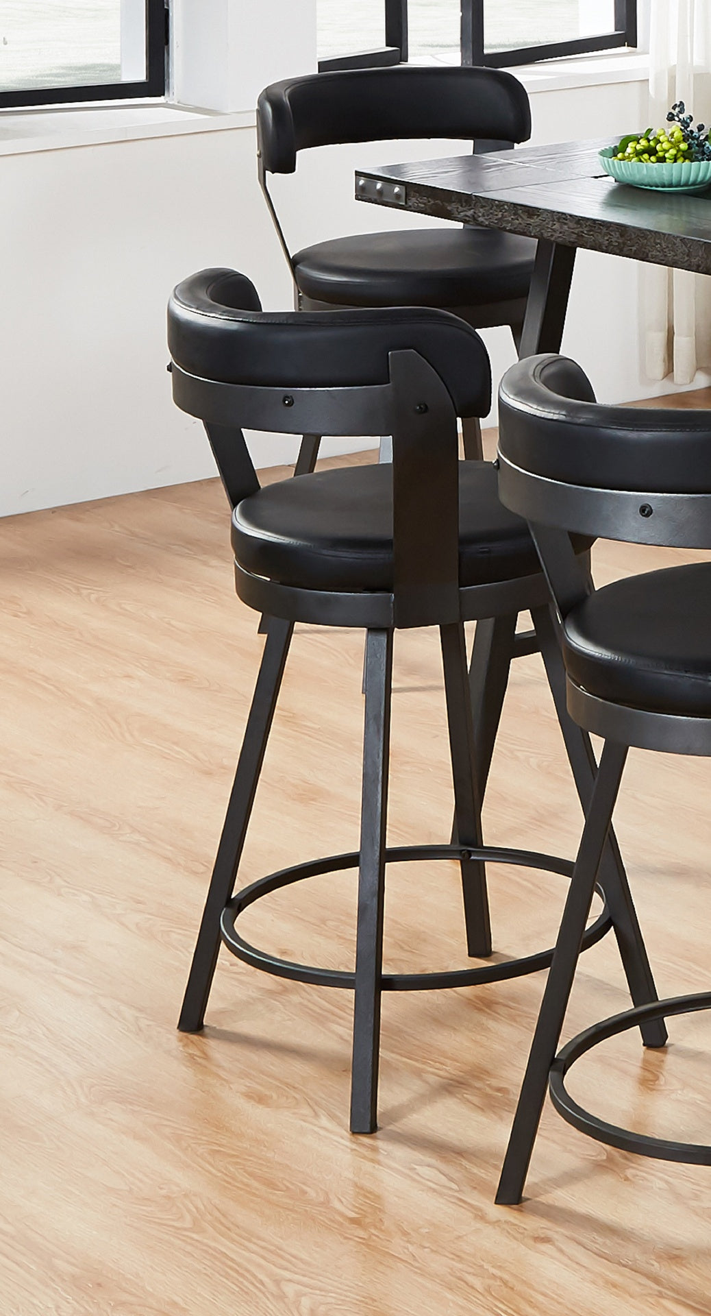 2pc Pub Height 360-degree Swivel Counter Height Chairs Bar Stool Padded Seats and Backs