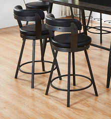 2pc Pub Height 360-degree Swivel Counter Height Chairs Bar Stool Padded Seats and Backs