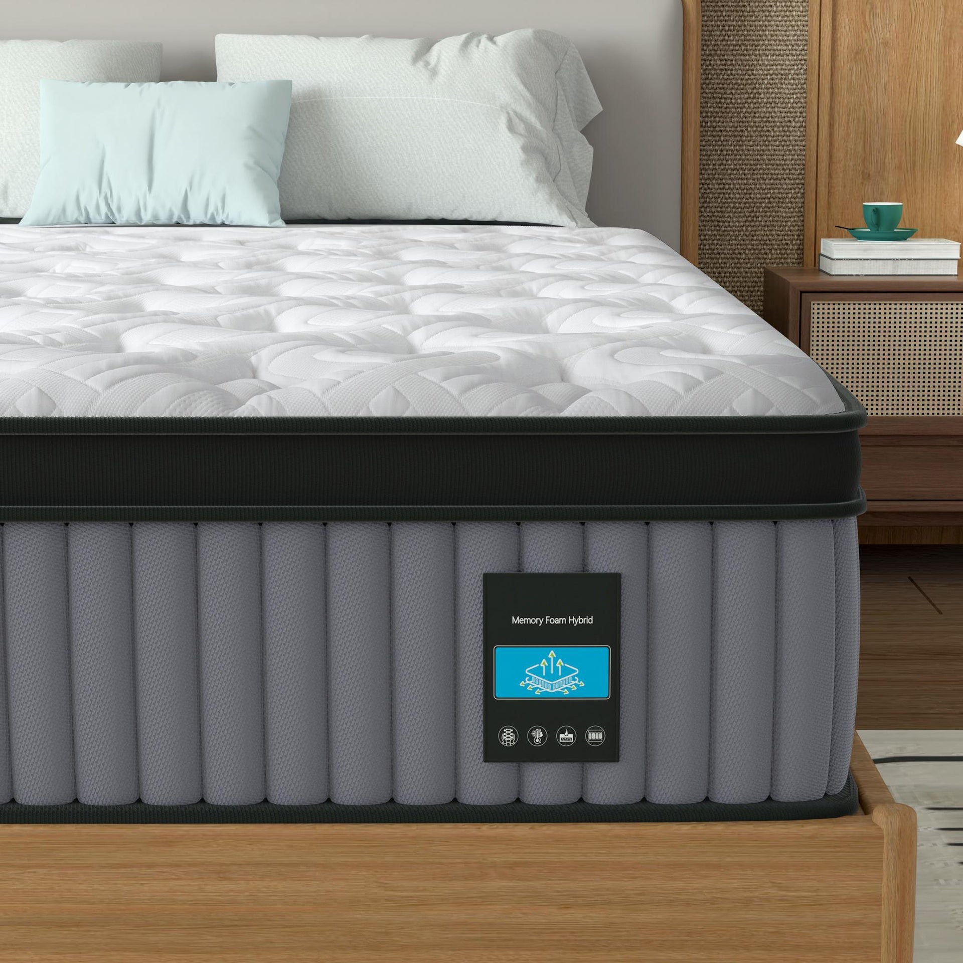 14 Inch Hybrid Mattress King – Memory Foam & Pocket Spring Bed – Cooling, Pressure Relief, Back & Hip Support – Luxury Ergonomic Mattress