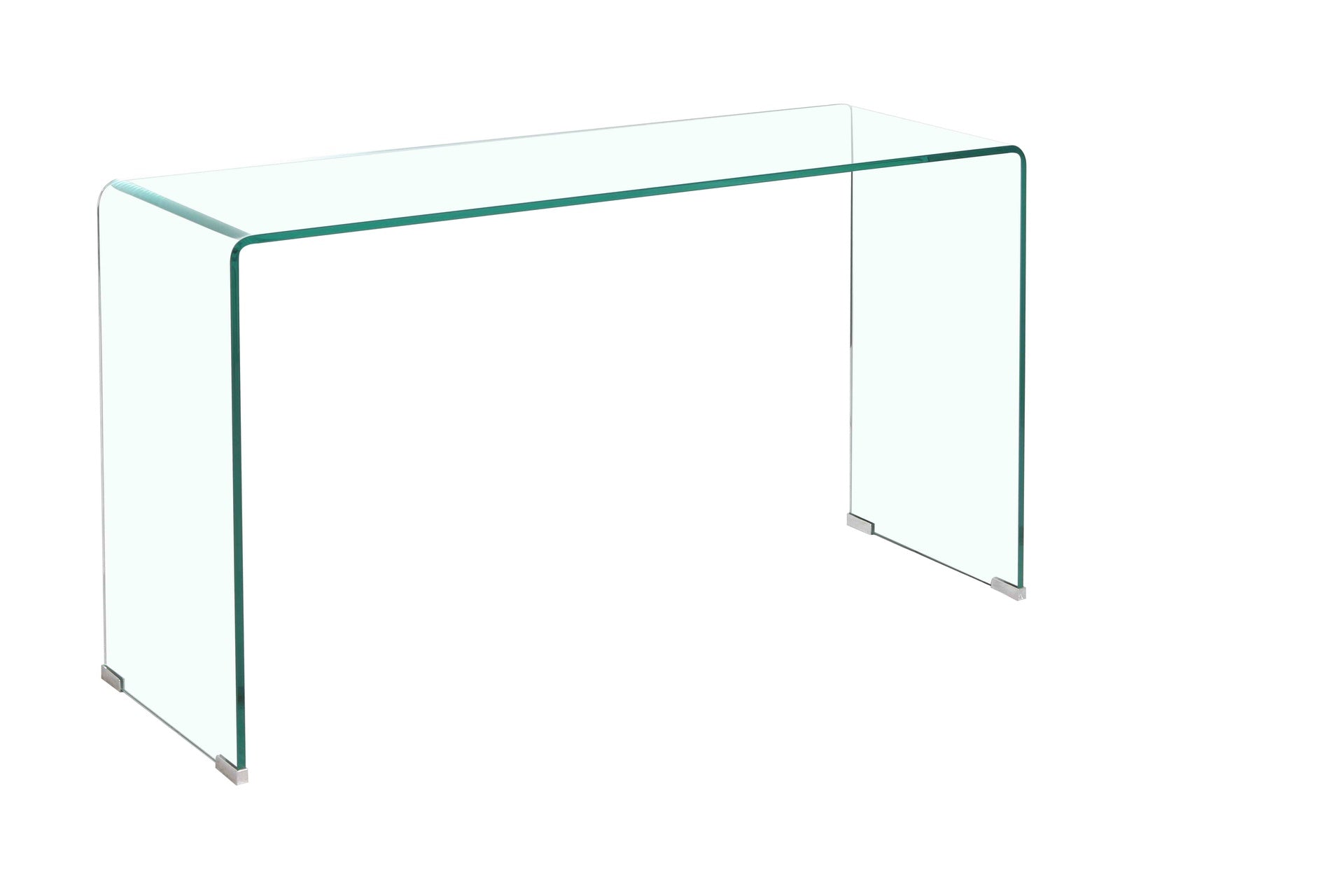 Glass Console Table, Transparent Tempered  Glass Console Table with Rounded Edges Desks, Sofa Table