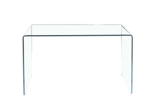 Glass Console Table, Transparent Tempered  Glass Console Table with Rounded Edges Desks, Sofa Table