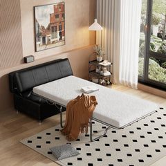 Twin Size Folding Ottoman Sleeper Bed with Mattress Convertible Guest Bed  Black