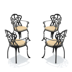 Cast Aluminum Patio Dining Chair 4PCS With Black Frame and Off-white Cushions (same sku:W1710P166006)