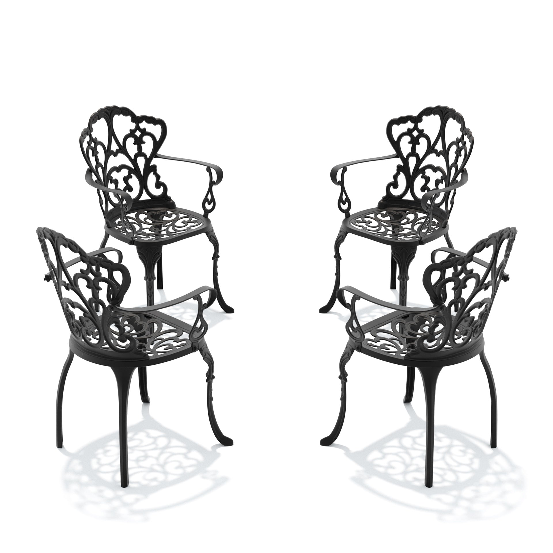 Cast Aluminum Patio Dining Chair 4PCS With Black Frame and Off-white Cushions (same sku:W1710P166006)
