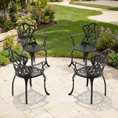 Cast Aluminum Patio Dining Chair 4PCS With Black Frame and Off-white Cushions (same sku:W1710P166006)