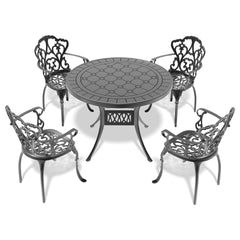 5-Piece Set Of Cast Aluminum Patio Furniture With Black Frame and Off-white Seat Cushions(same sku: W1710S00072)