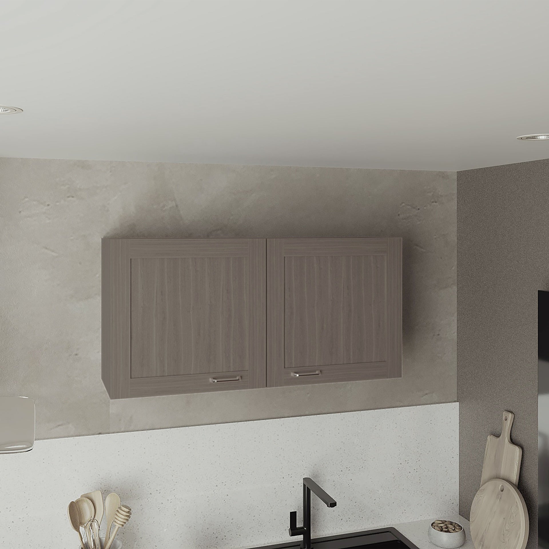 Zurich Wall Cabinet, Double Door, Wide, One Shelf, Kitchen, Storage Cabinet, Light Gray