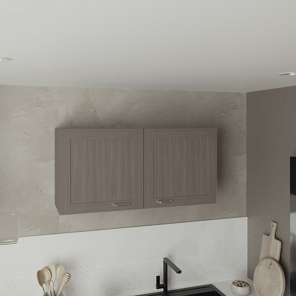 Zurich Wall Cabinet, Double Door, Wide, One Shelf, Kitchen, Storage Cabinet, Light Gray
