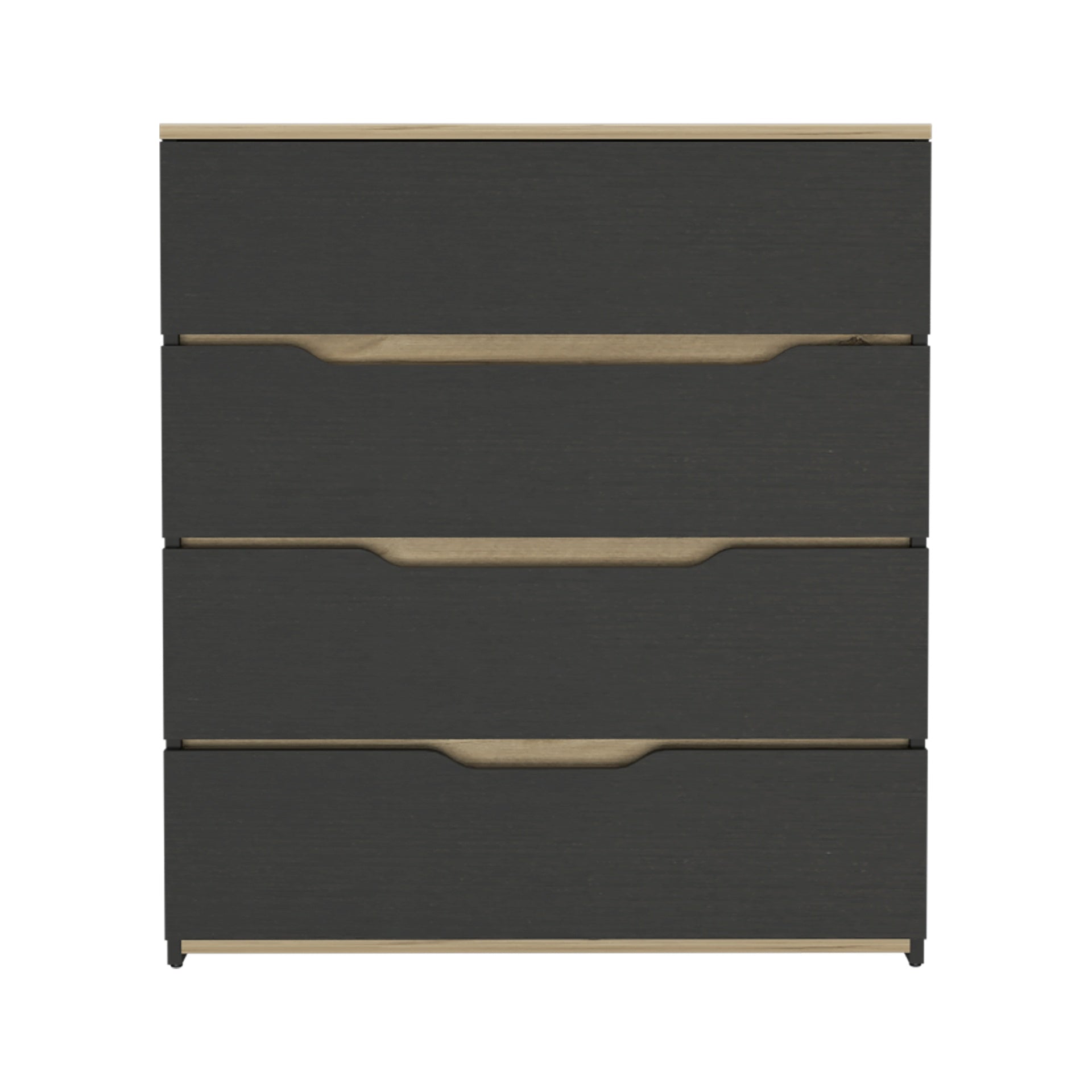 Zoe Dresser, Superior Top, Four Drawers -Black / Light Oak