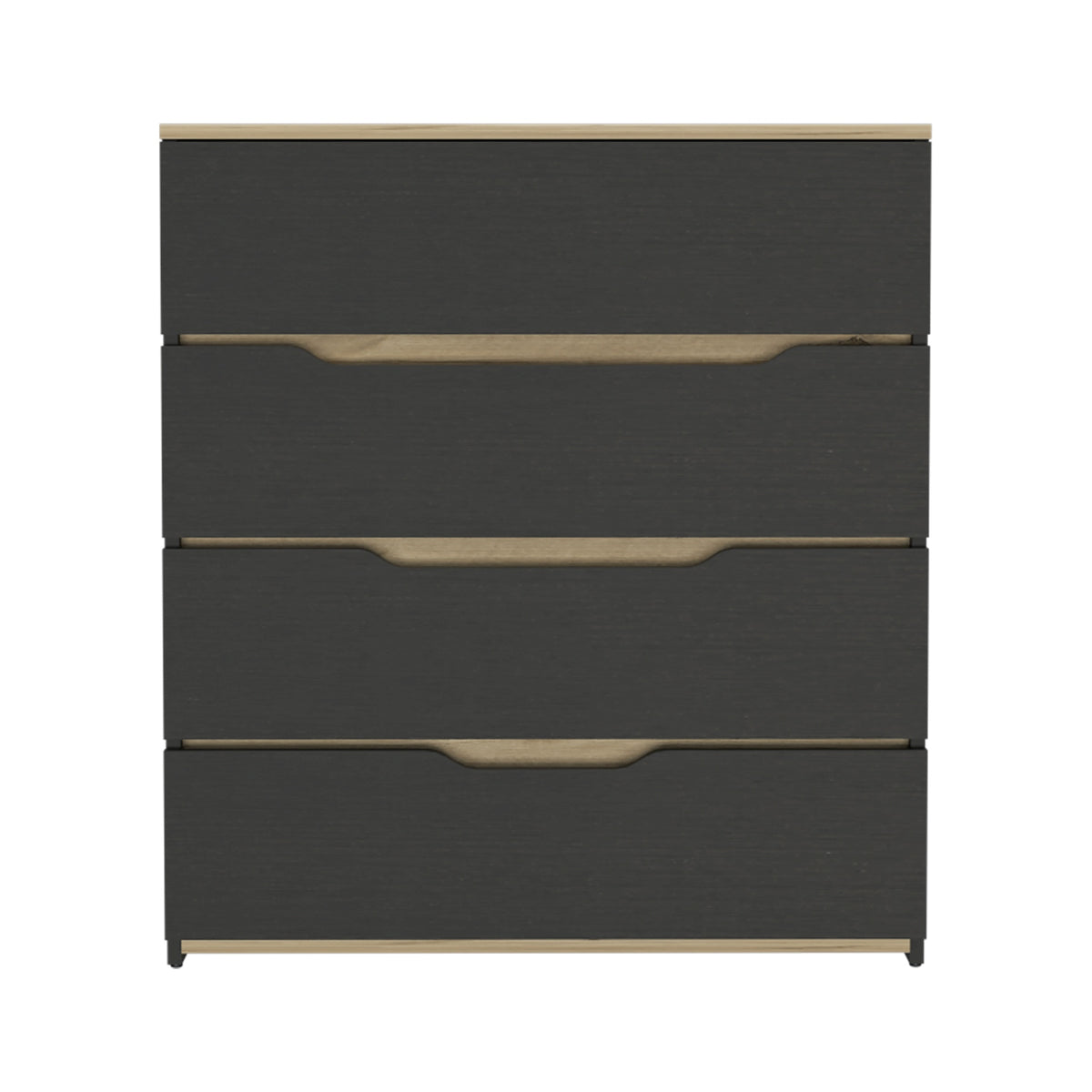 Zoe Dresser, Superior Top, Four Drawers -Black / Light Oak