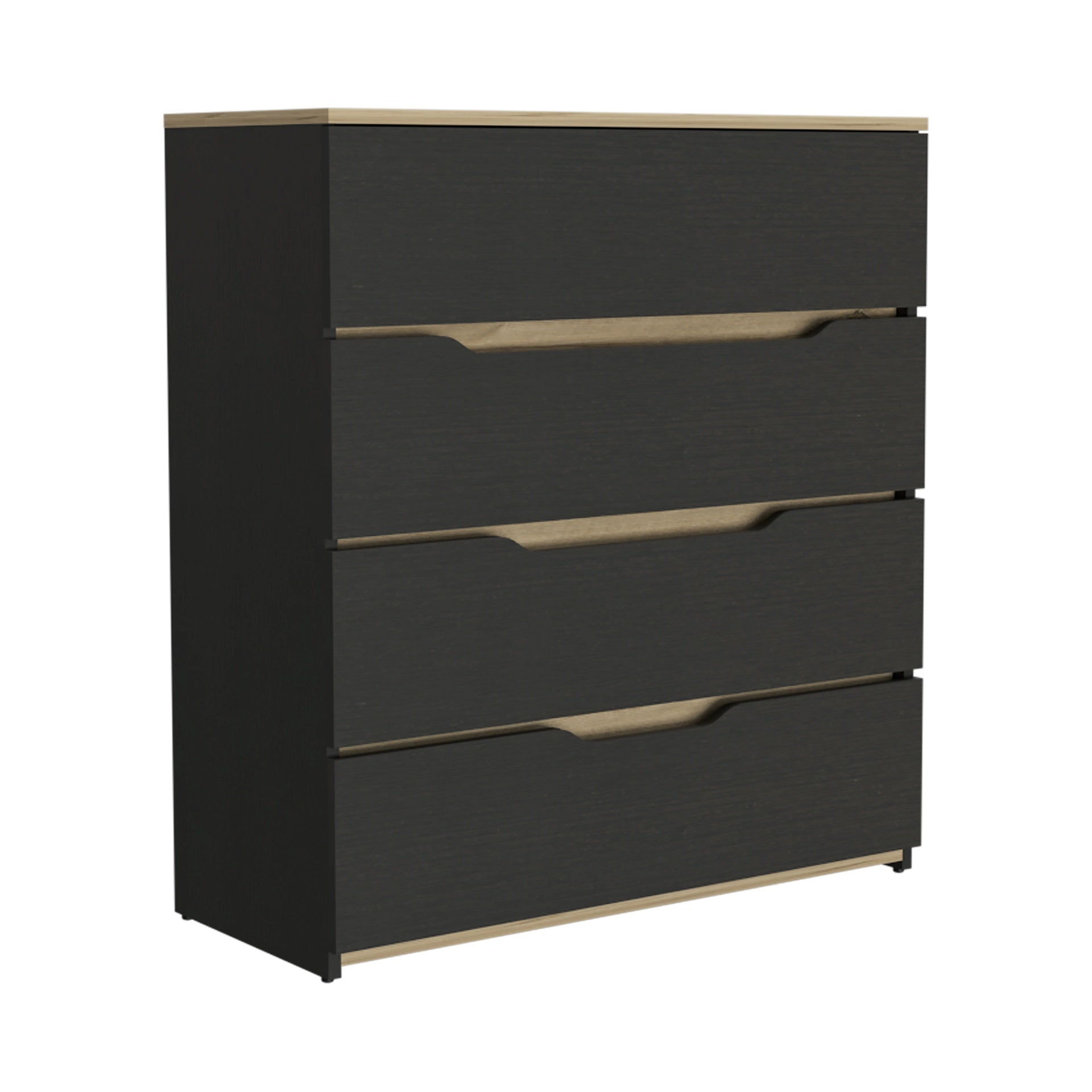 Zoe Dresser, Superior Top, Four Drawers -Black / Light Oak
