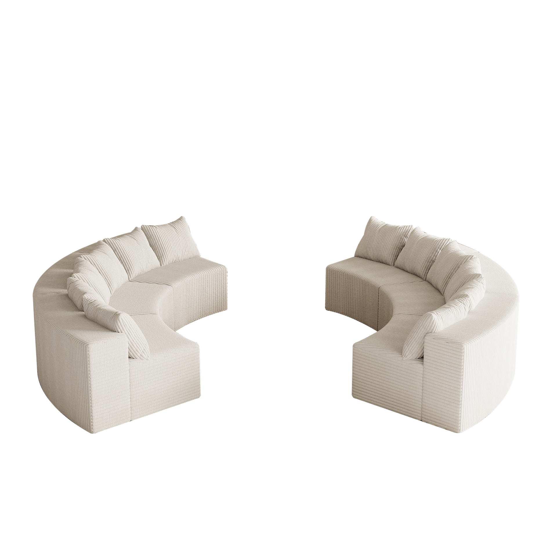 Corduroy curved sectional Foam sofa with 12 pillows,Curved Symmetrical Modular Semi Circular Sofa Sectional for bedroom, living room, office for leisure or nap, reading room, and lobby(six modules)