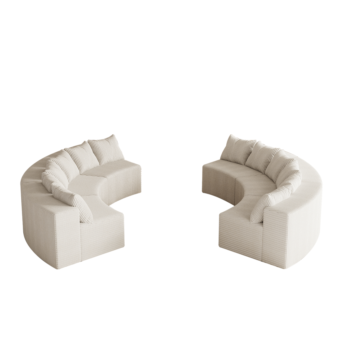 Corduroy curved sectional Foam sofa with 12 pillows,Curved Symmetrical Modular Semi Circular Sofa Sectional for bedroom, living room, office for leisure or nap, reading room, and lobby(six modules)