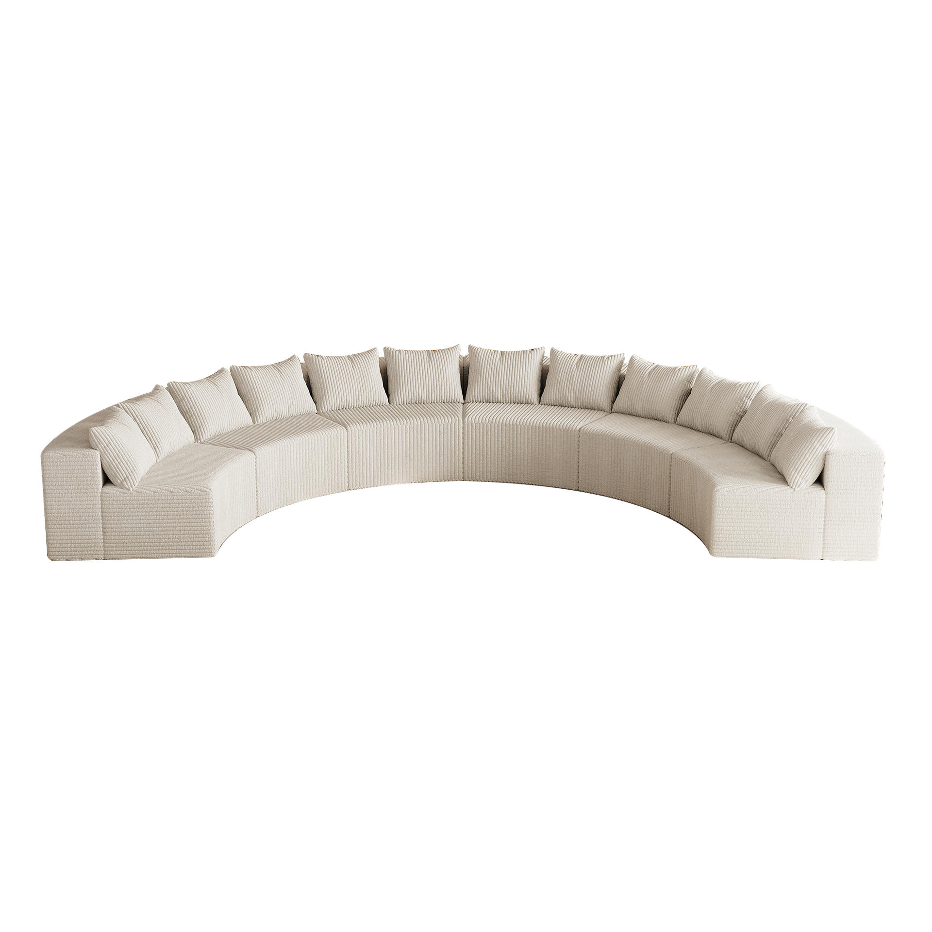 Corduroy curved sectional Foam sofa with 12 pillows,Curved Symmetrical Modular Semi Circular Sofa Sectional for bedroom, living room, office for leisure or nap, reading room, and lobby(six modules)