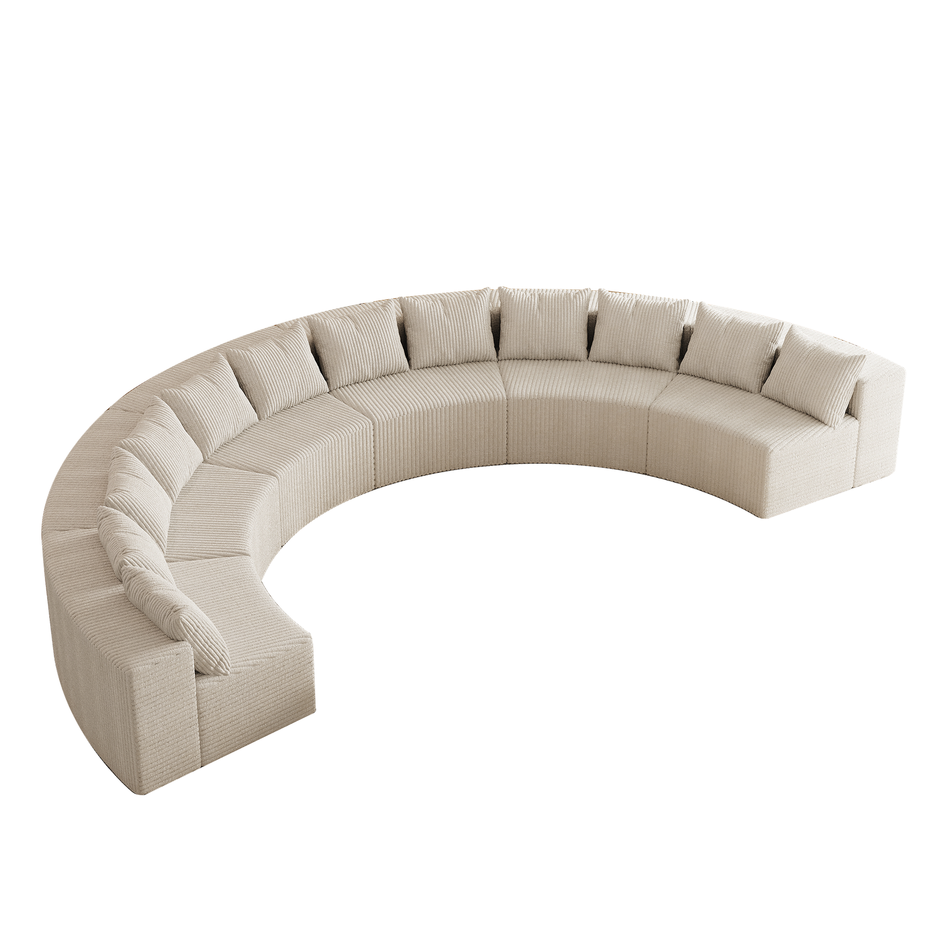 Corduroy curved sectional Foam sofa with 12 pillows,Curved Symmetrical Modular Semi Circular Sofa Sectional for bedroom, living room, office for leisure or nap, reading room, and lobby(six modules)