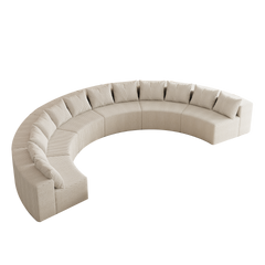 Corduroy curved sectional Foam sofa with 12 pillows,Curved Symmetrical Modular Semi Circular Sofa Sectional for bedroom, living room, office for leisure or nap, reading room, and lobby(six modules)