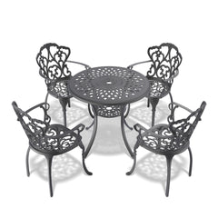 5-Piece Set Of Cast Aluminum Patio Furniture With Black Frame and Off-white Seat Cushions(same sku: W1710S00048)