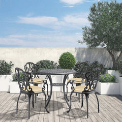 5-Piece Set Of Cast Aluminum Patio Furniture With Black Frame and Off-white Seat Cushions(same sku: W1710S00048)