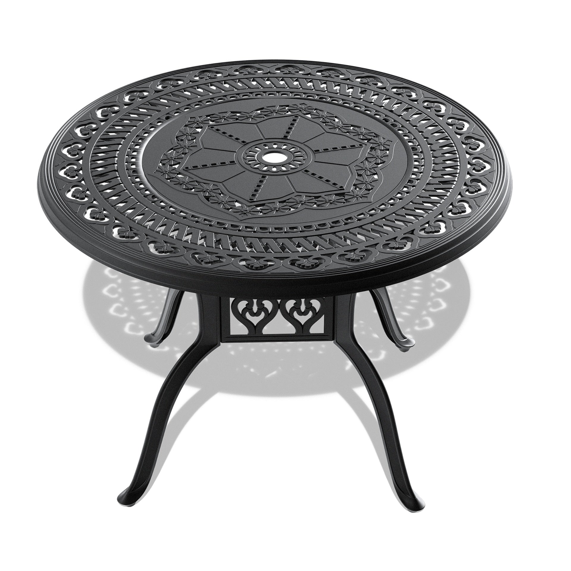 5-Piece Set Of Cast Aluminum Patio Furniture With Black Frame and Off-white Seat Cushions(same sku: W1710S00066)
