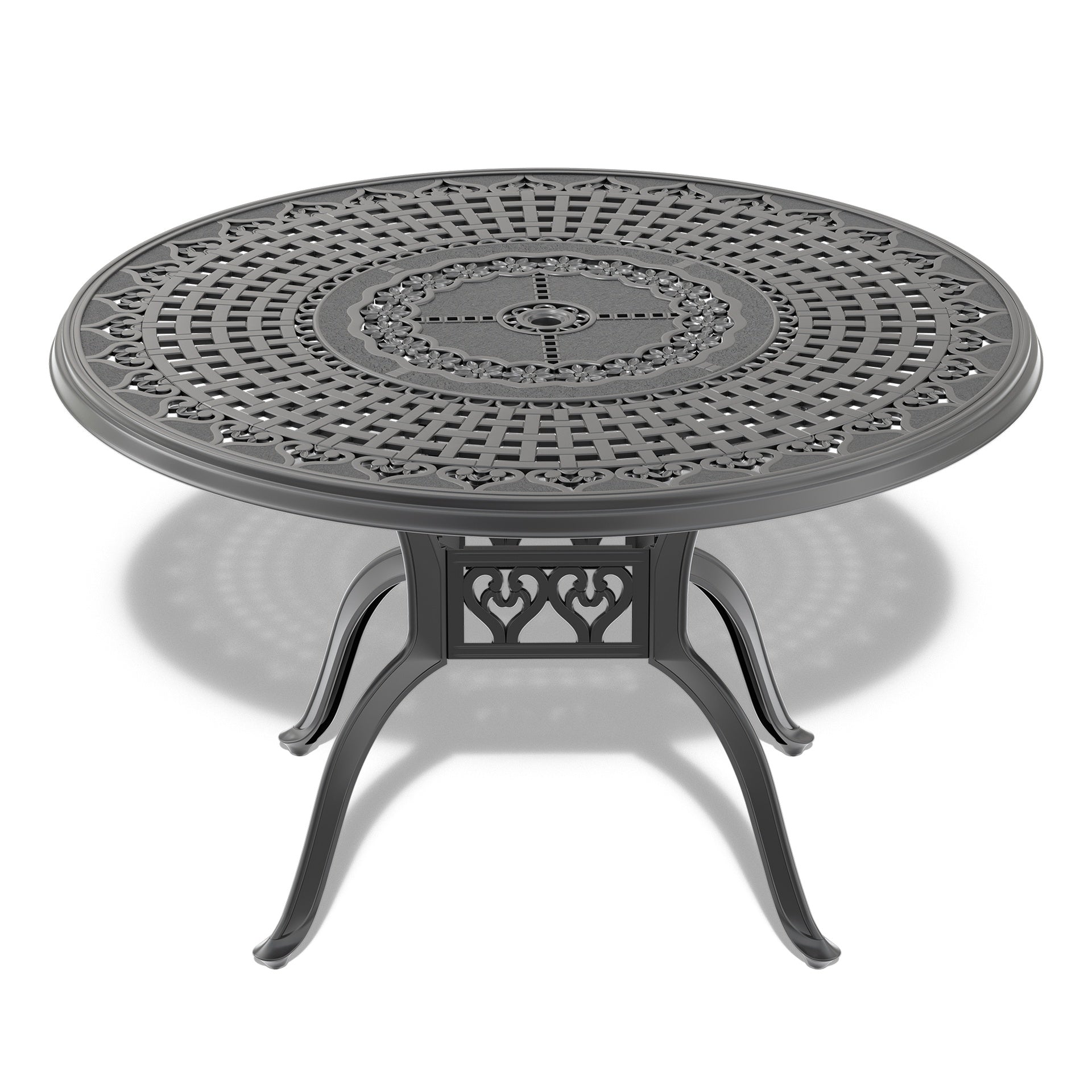 5-Piece Set Of Cast Aluminum Patio Furniture With Black Frame and Off-white Seat Cushions(same sku: W1710S00095)
