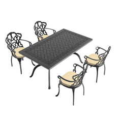 5-Piece Set Of Cast Aluminum Patio Furniture With Black Frame and Off-white Seat Cushions(same sku: W1710S00083)