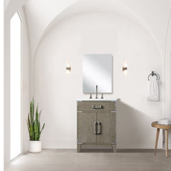 Grey Oak Single Bath Vanity 24 in. W x 18 in. D, with Acrylic Top